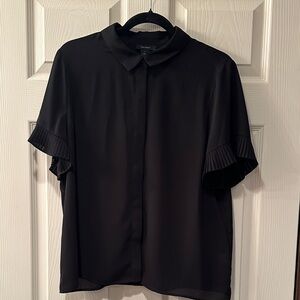 Halogen Black Pleated Sleeve Blouse Size 1 Large